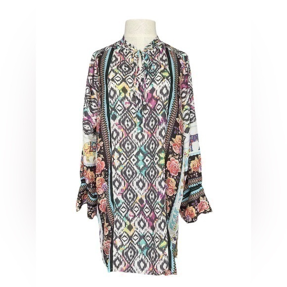 Johnny Was silk print Nanette Tunic top, size large. - Picture 1 of 12